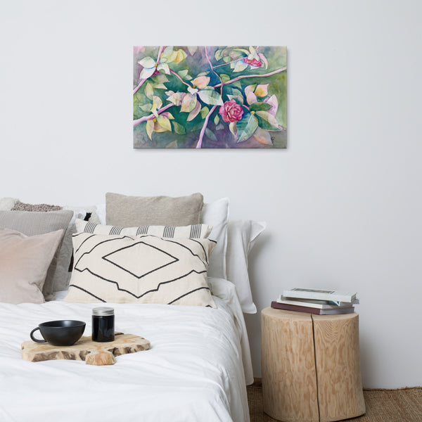 Camellias in Bloom Canvas